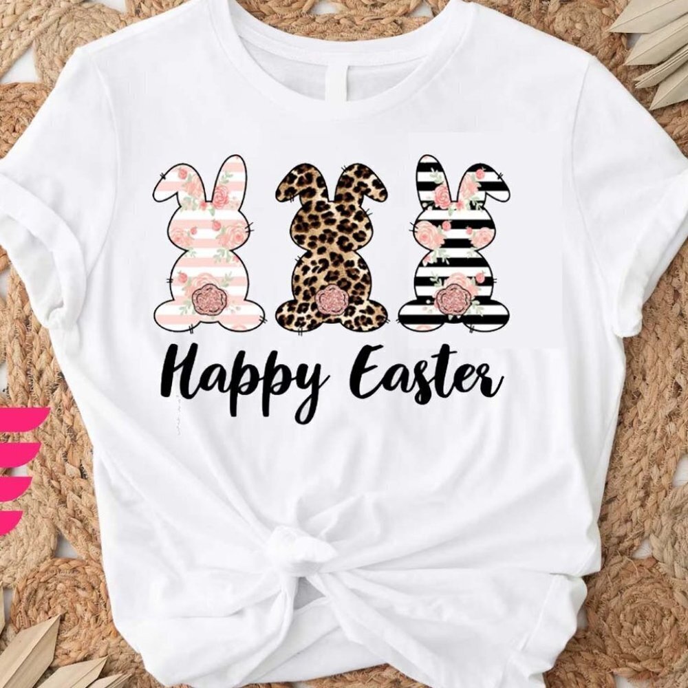 Happy Easter Day Bunny Cottontail Cute Kids Retro T-Shirt